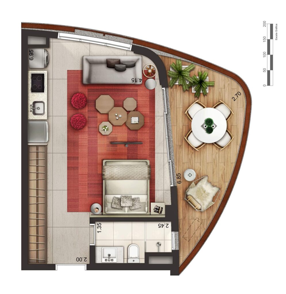 Planta do apartamento Pininfarina - Solis Residence